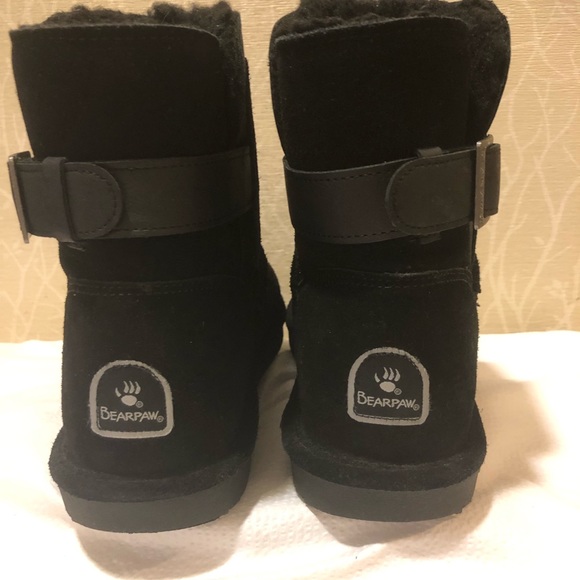 BearPaw Black Leather Suede Winter Boots - Picture 7 of 10